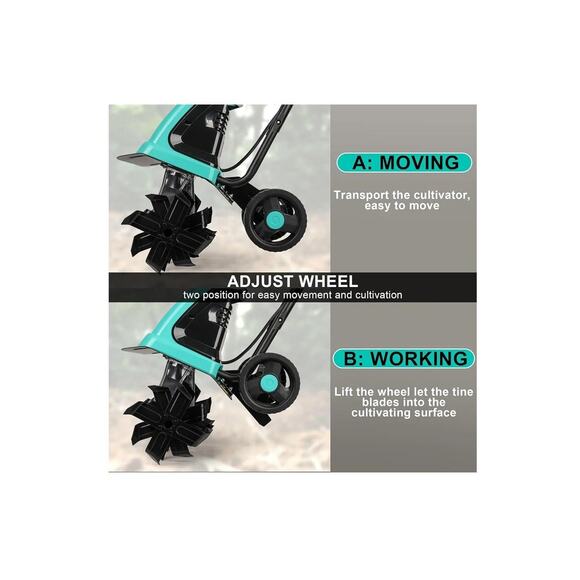 #6748 Electric Garden Tiller/Cultivator 12Inch Tilling Width 8-Inch  10.5 Amp - Picture 2 of 7